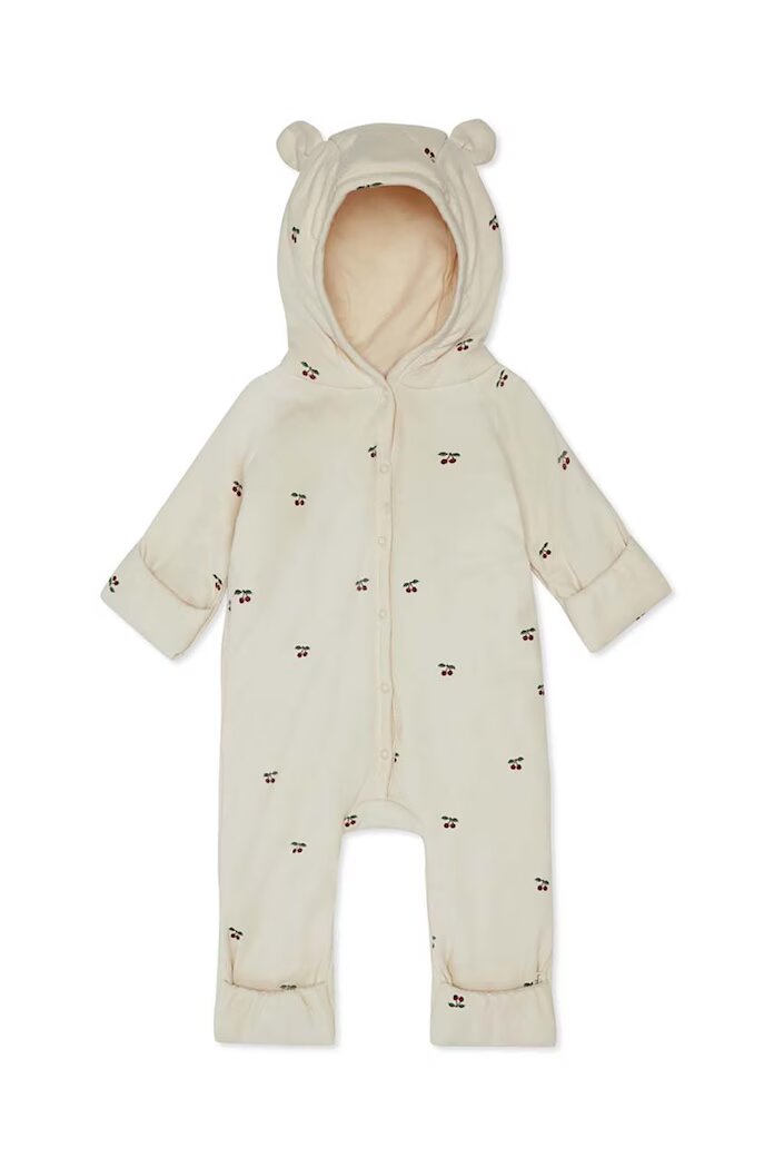 Konges Sløjd Бебешки памучен къс гащеризон NEWBORN ONESIE WITH HOOD