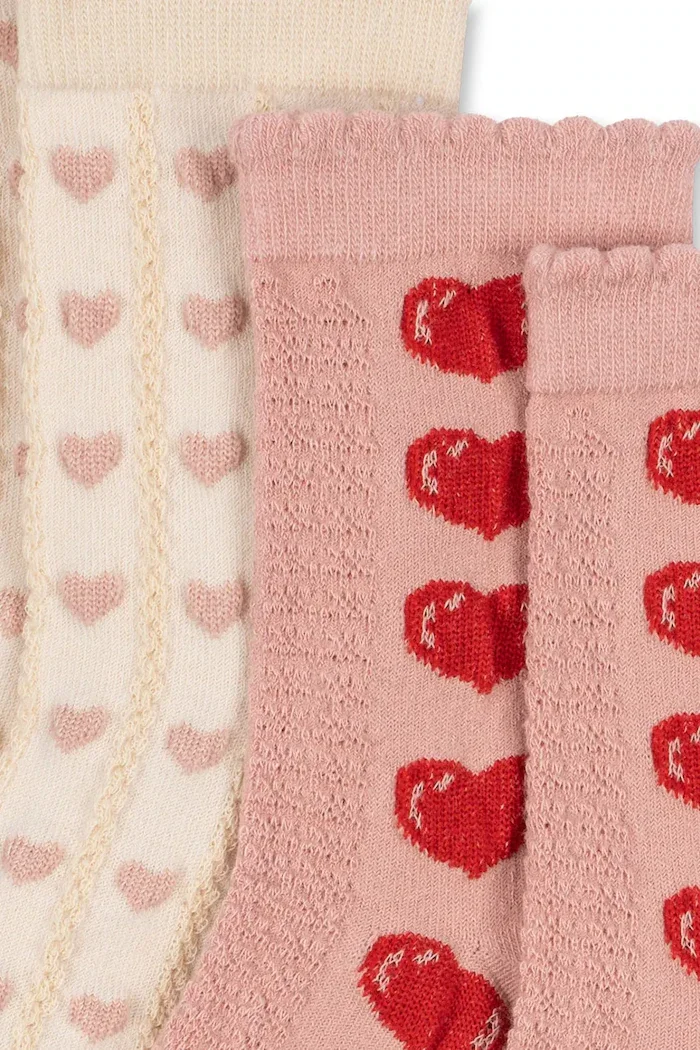 Konges Sløjd чорапи за деца 2 PACK HEART JAQUARD SOCKS 2 броя розови KS105841