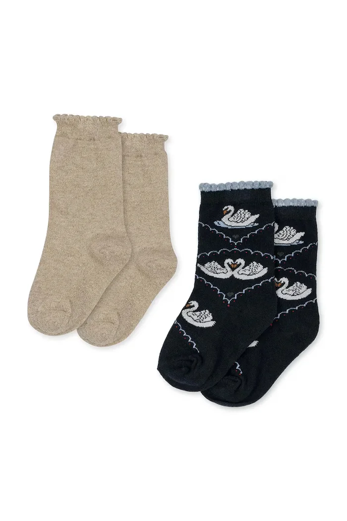 Konges Sløjd чорапи за деца 2 PACK JACQUARD SWAN SOCKS 2 броя тъмносини KS107620