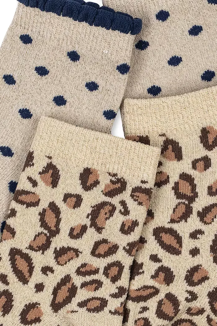 Konges Sløjd Детски чорапи 2 PACK LEO AND DOT GLITTER JACQUARD SOCKS (2 чифта) в бежово KS104592