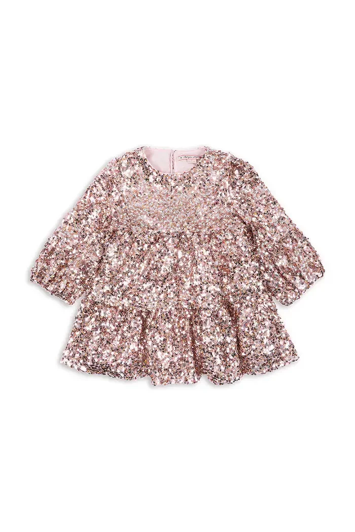 Konges Sløjd рокля babydoll LILA SEQUINS DRESS розова с пайети KS107391