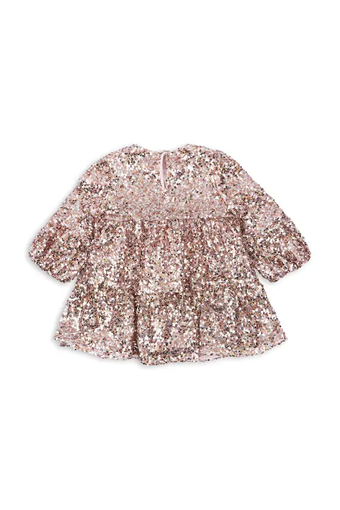 Konges Sløjd рокля babydoll LILA SEQUINS DRESS розова с пайети KS107391