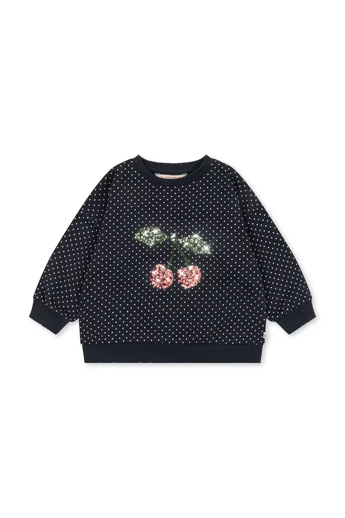 Konges Sløjd суичър за деца с памук LOU DOT SEQUIN SWEAT SHIRT GOTS черен KS106113