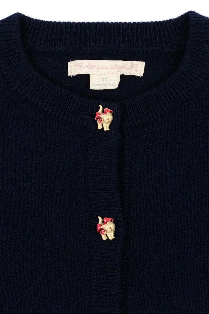 Konges Sløjd жилетка за деца от вълна CATTIE CARDIGAN тъмносиня KS105940