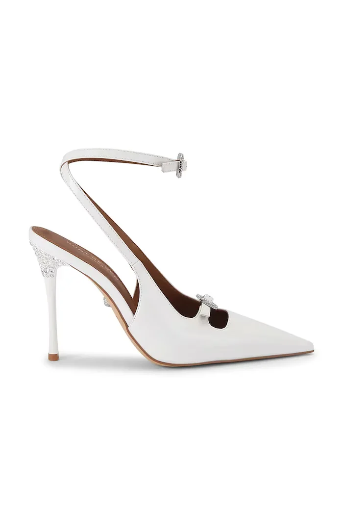 Kurt Geiger London обувки с ток от кожа Buckle Point Court White бели 5850210309