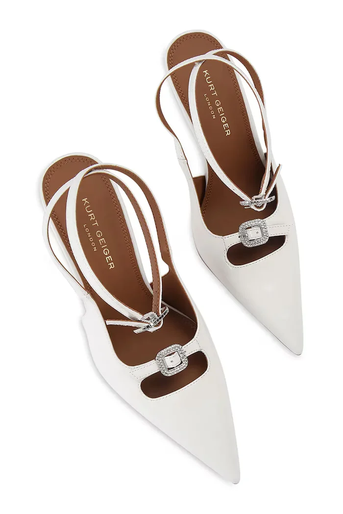 Kurt Geiger London обувки с ток от кожа Buckle Point Court White бели 5850210309