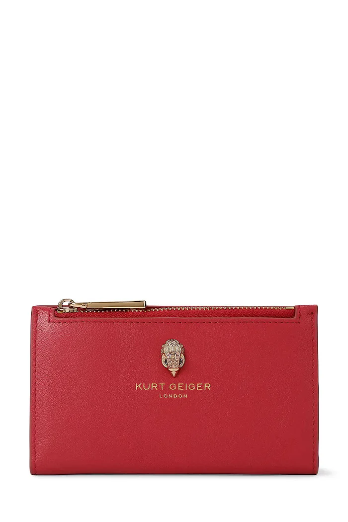 Kurt Geiger London портфейл дамски от кожа SLOANE червен 5873059109