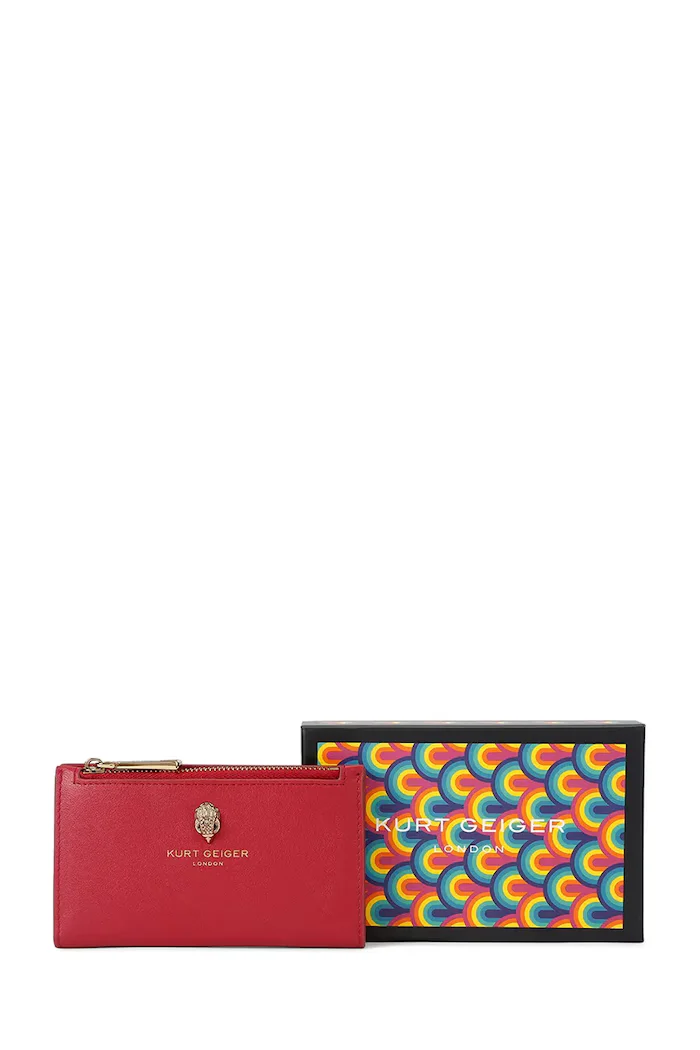 Kurt Geiger London портфейл дамски от кожа SLOANE червен 5873059109