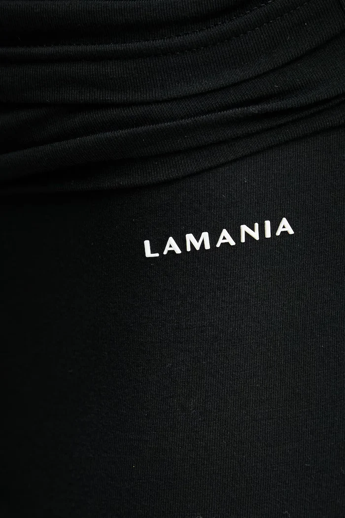 La Mania панталон с разкроен крачол дамски с вискоза черен с висока талия JAKE