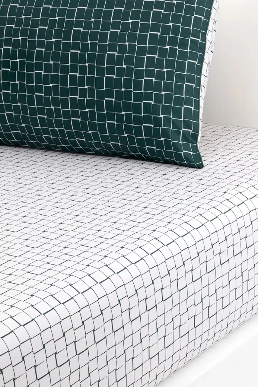 Lacoste Памучен чаршаф с ластик L BLOCK Vert 140 x 200 cm