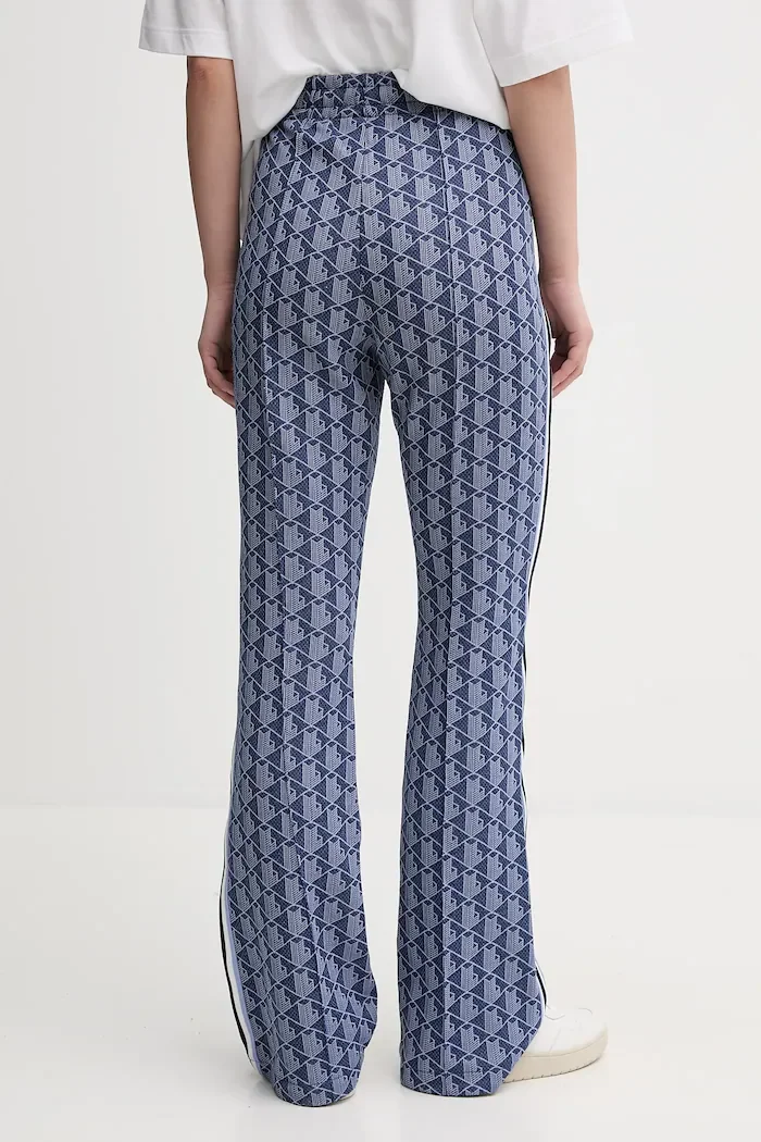 Lacoste панталон с разкроен крачол дамски син с висока талия XF9313