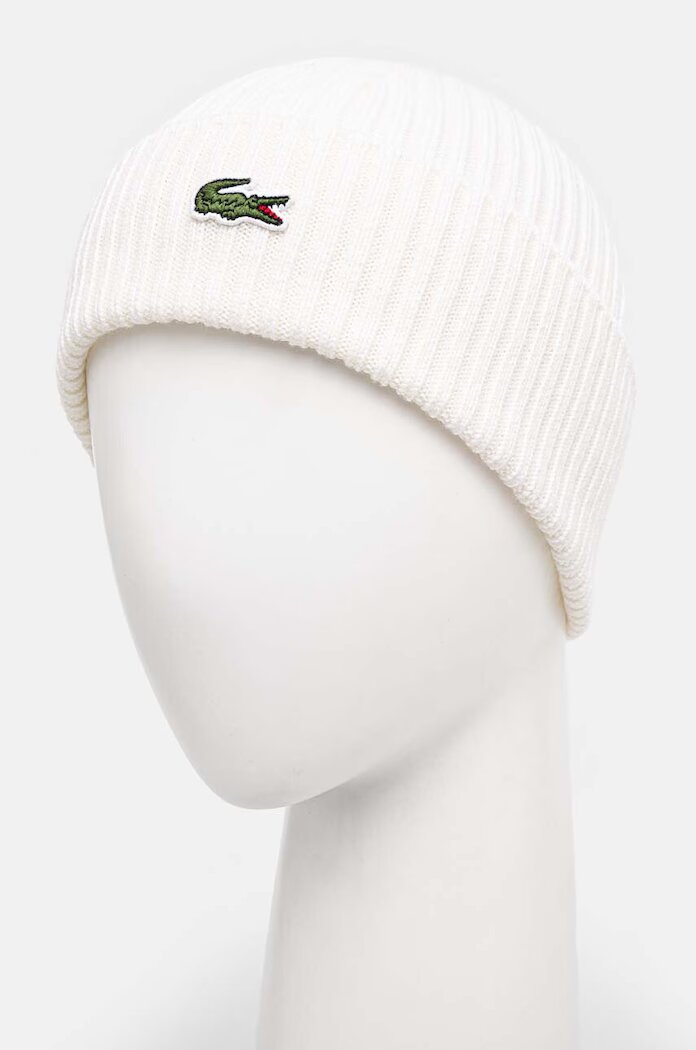 Lacoste шапка от вълна бяла RB0001
