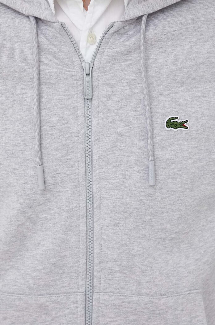 Lacoste суичър с качулка мъжки с памук сив SH9626