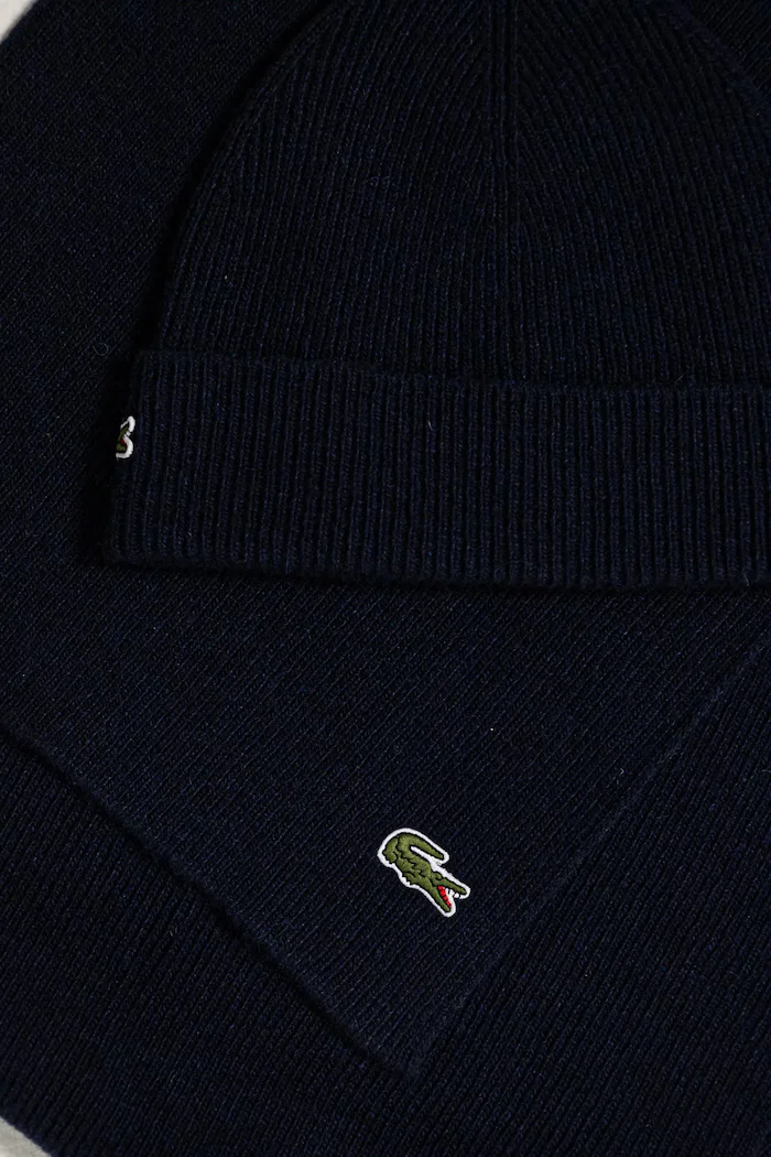 Lacoste Вълнени шапка и шал в тъмносиньо RB5385