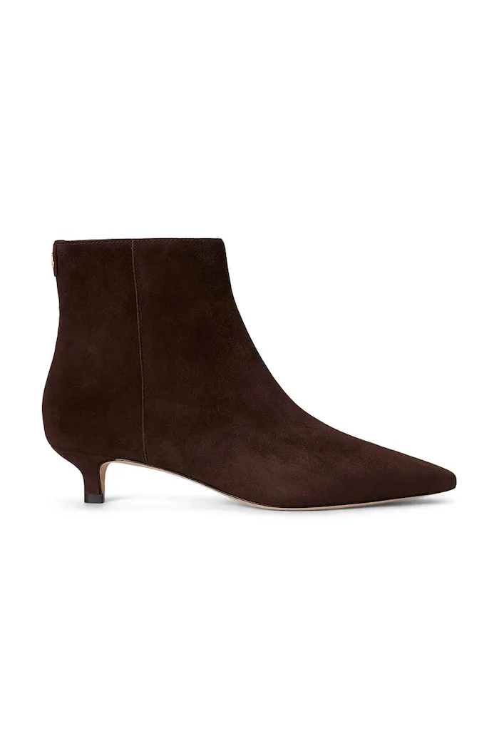 Lauren Ralph Lauren боти с тънък ток дамски от велур Frncsa Bt Hl кафяви 802P15722002