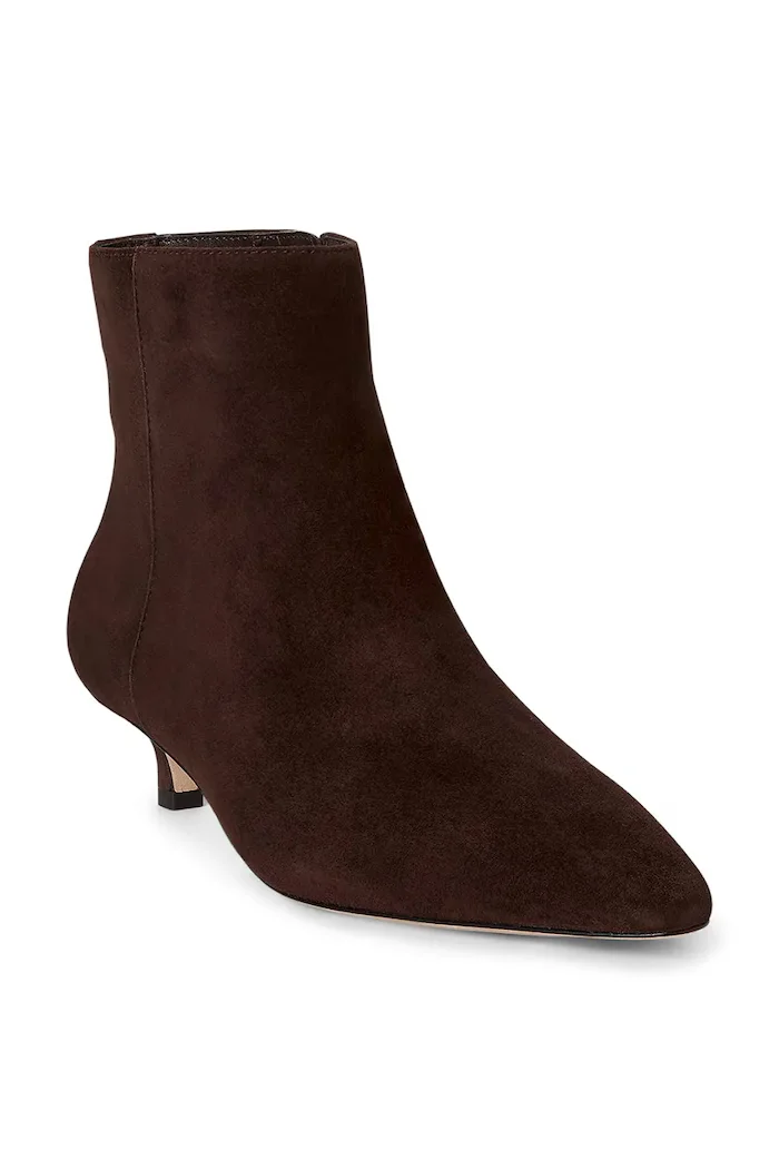 Lauren Ralph Lauren боти с тънък ток дамски от велур Frncsa Bt Hl кафяви 802P15722002
