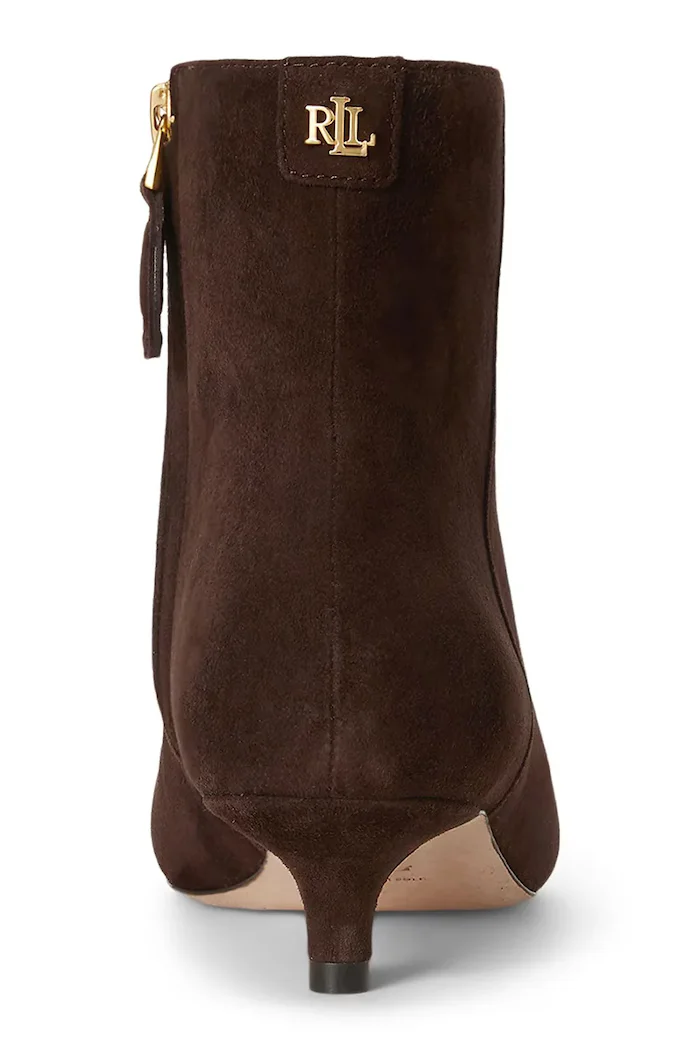 Lauren Ralph Lauren боти с тънък ток дамски от велур Frncsa Bt Hl кафяви 802P15722002