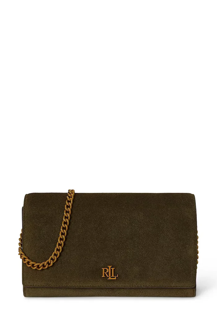 Lauren Ralph Lauren чанта crossbody дамска от велур зелена 432P15691