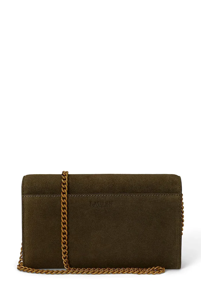 Lauren Ralph Lauren чанта crossbody дамска от велур зелена 432P15691