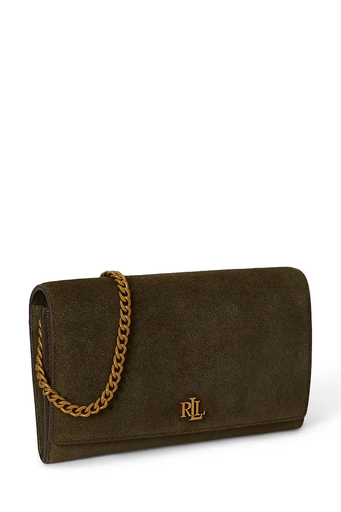 Lauren Ralph Lauren чанта crossbody дамска от велур зелена 432P15691