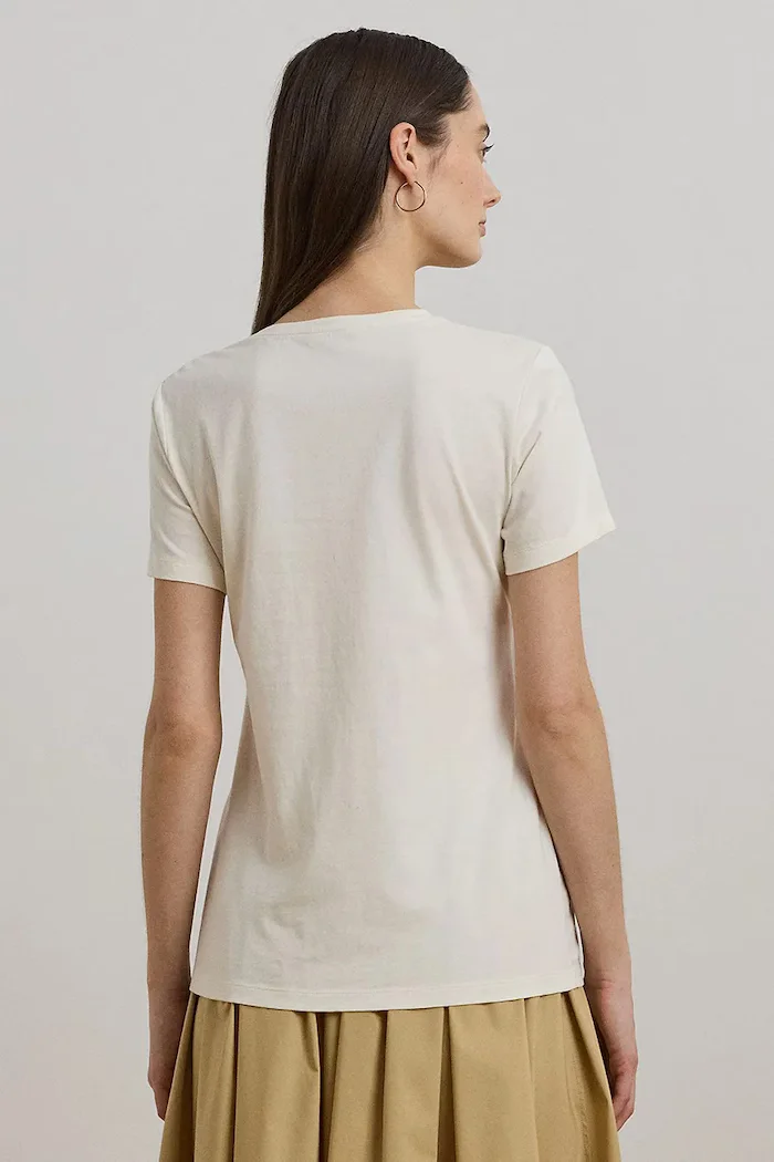 Lauren Ralph Lauren Памучна тениска дамска в бежово 200963950