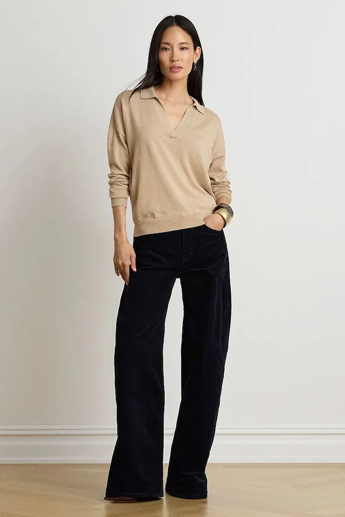 Lauren Ralph Lauren пуловер дамски с памук кафяв 200P14056