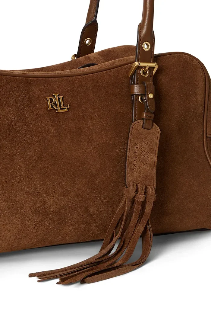 Lauren Ralph Lauren шопинг чанта дамска от велур кафява 431P11777