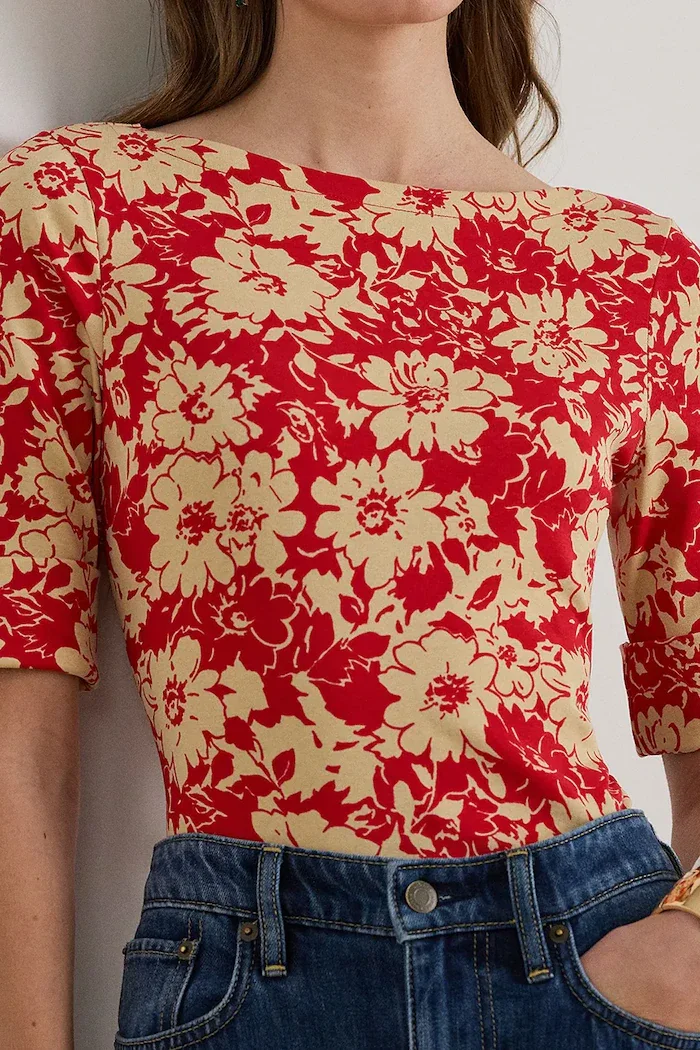 Lauren Ralph Lauren тениска basic дамска от памук червена 200P09078