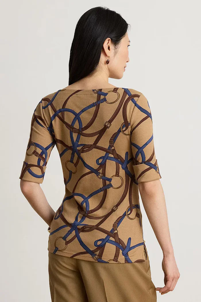 Lauren Ralph Lauren тениска дамска с памук кафява 200B27407