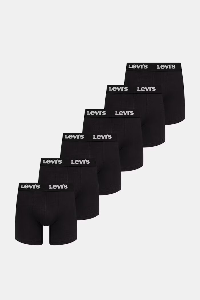 Levi's боксерки мъжки от памук с еластан 6 броя черни 37149-1221