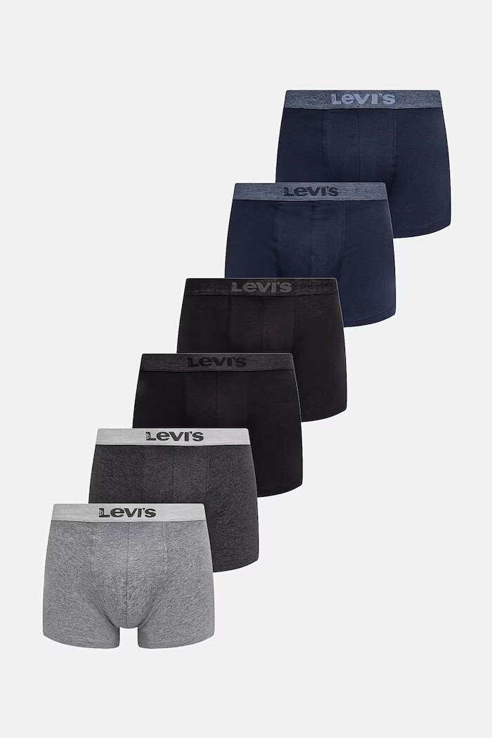 Levi's боксерки мъжки от памук с еластан 6 броя черни 37149-1305