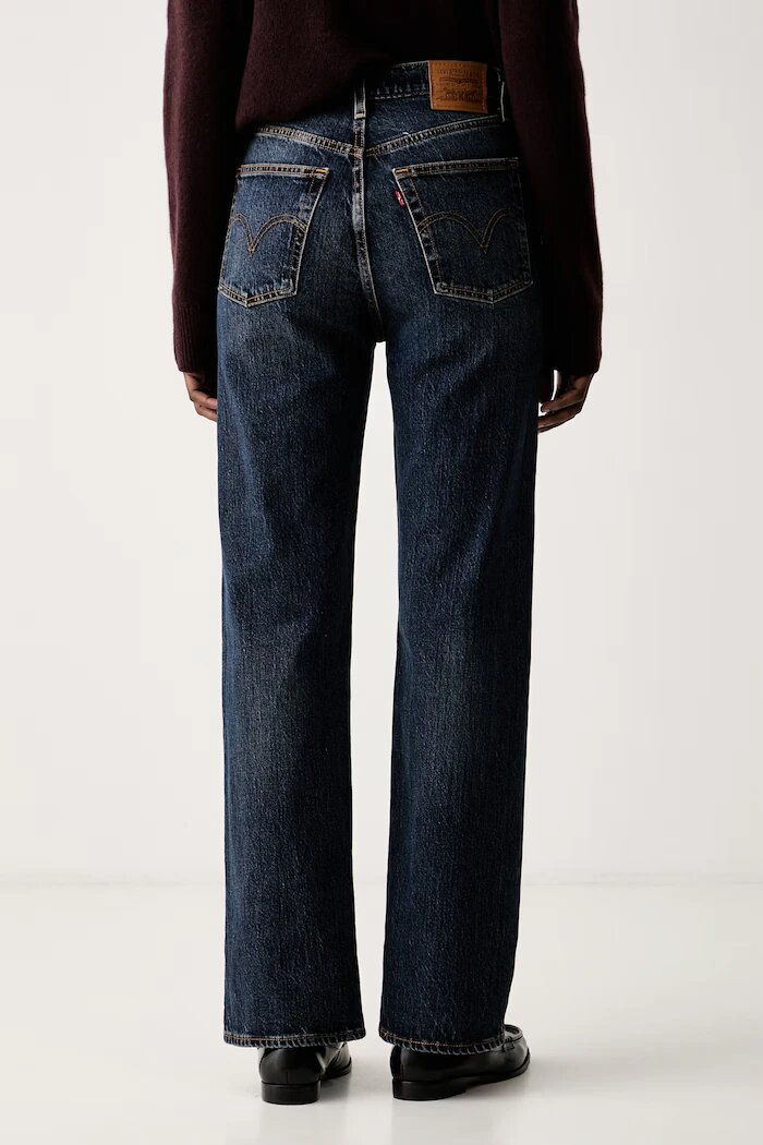 Levi's дънки straight дамски RIBCAGE FULL LENGTH сини 79078