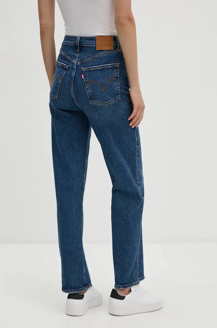 Levi's дънки straight дамски RIBCAGE STRAIGHT ANKLE тъмносини 72693