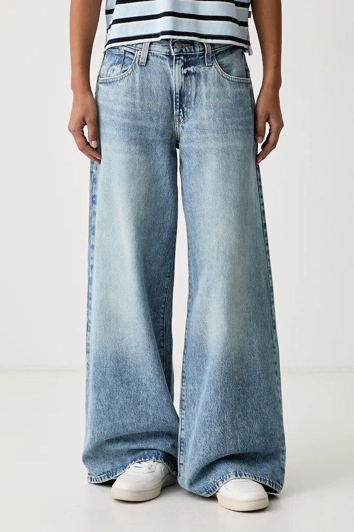 Levi's дънки wide leg дамски MIDDY WIDE LEG сини 0081Z