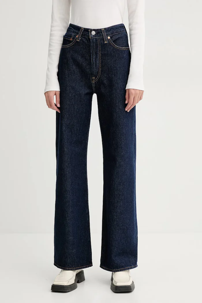 Levi's дънки wide leg дамски RIBCAGE WIDE LEG тъмносини A6081