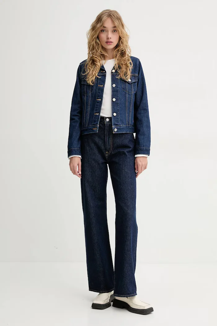 Levi's дънки wide leg дамски RIBCAGE WIDE LEG тъмносини A6081