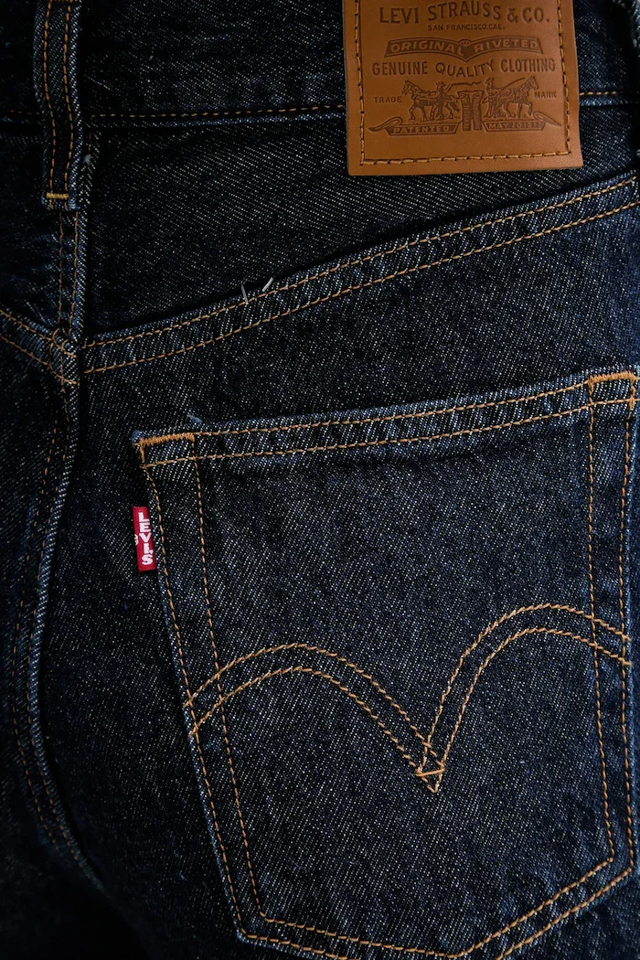 Levi's дънки wide leg дамски RIBCAGE WIDE LEG тъмносини A6081