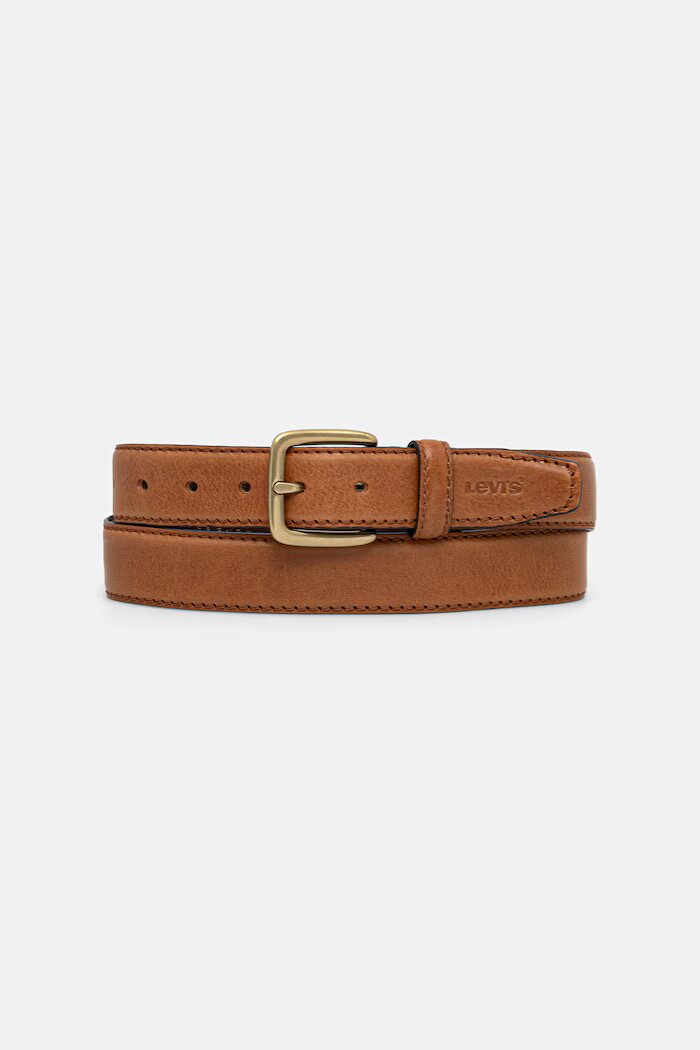 Levi's колан мъжки от кожа FINN FEATHER EDGE кафяв 007YU-0000