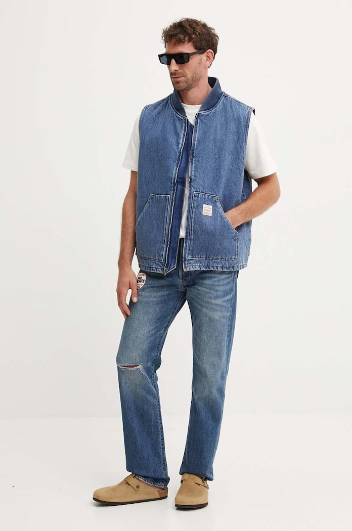 Levi's Памучен елек в синьо преходен модел A8580