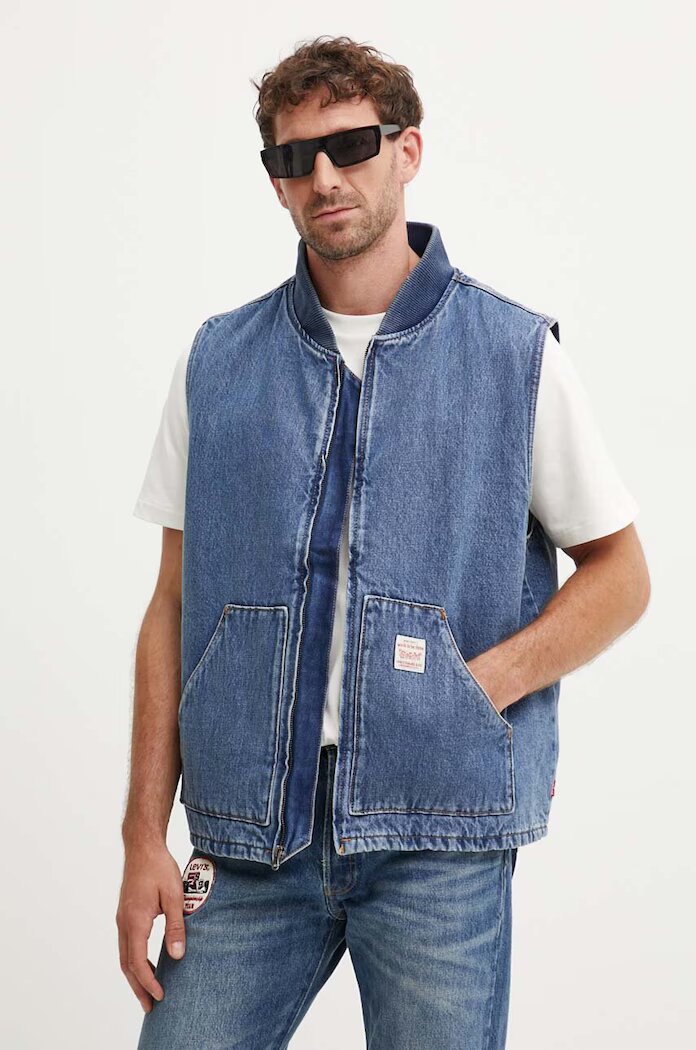 Levi's Памучен елек в синьо преходен модел A8580