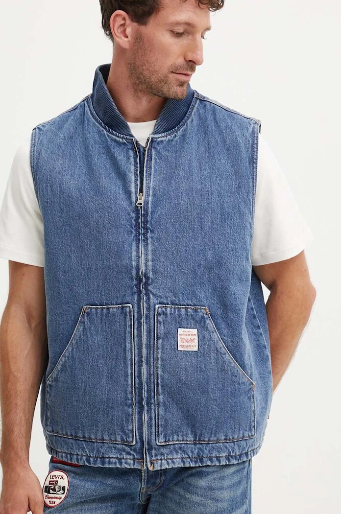 Levi's Памучен елек в синьо преходен модел A8580