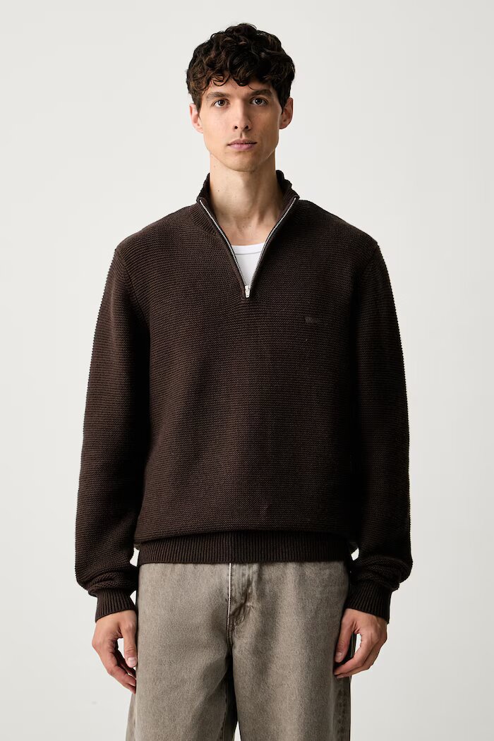 Levi's пуловер мъжки с добавена вълна LIGHTWEIGHT HM QUARTER ZIP кафяв 0058U