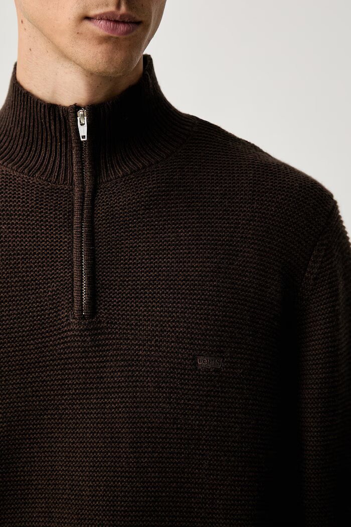 Levi's пуловер мъжки с добавена вълна LIGHTWEIGHT HM QUARTER ZIP кафяв 0058U