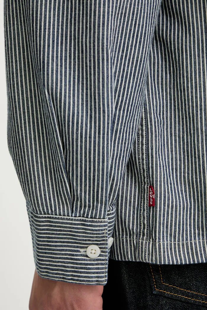 Levi's риза мъжка от памук LS WORKER - WW x WORKWEAR тъмносиня с изчистена шарка 003O2