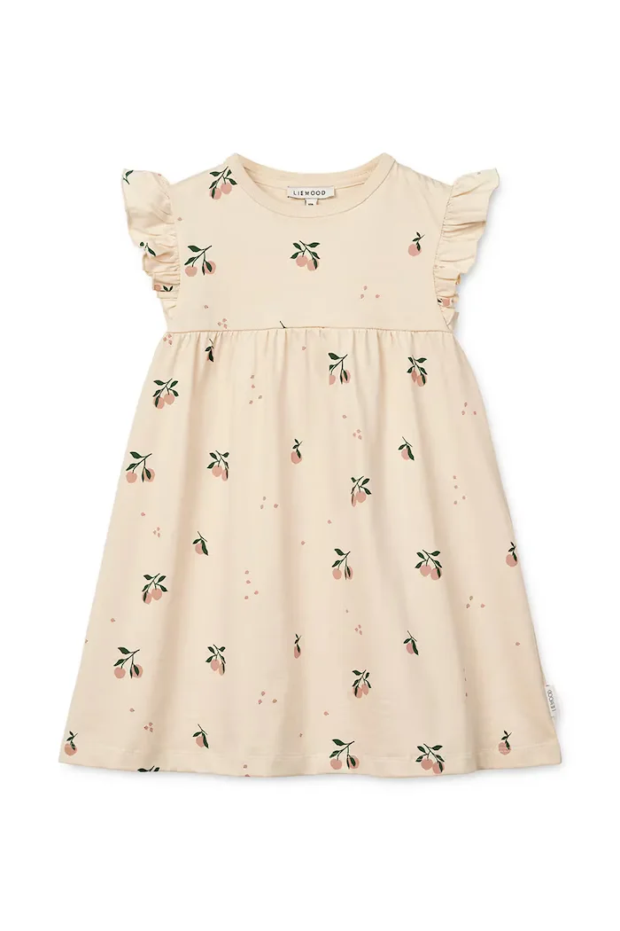 Liewood Детска рокля Neveah Printed Dress в бежово къса разкроена LW20490