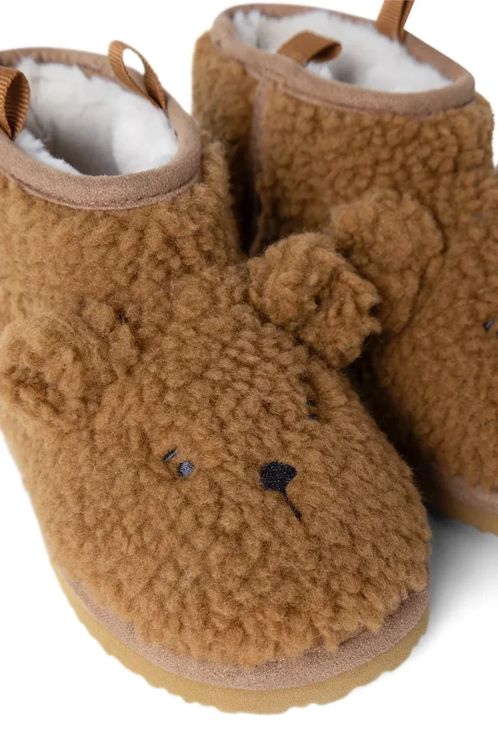 Liewood пантофи за деца Alban Bear Pile Boot Slipper кафяви LW21433
