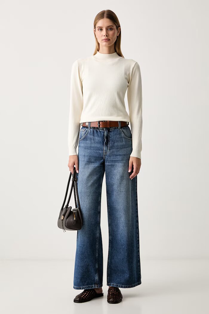 Liu Jo дънки wide leg дамски сини UF6186 D0370