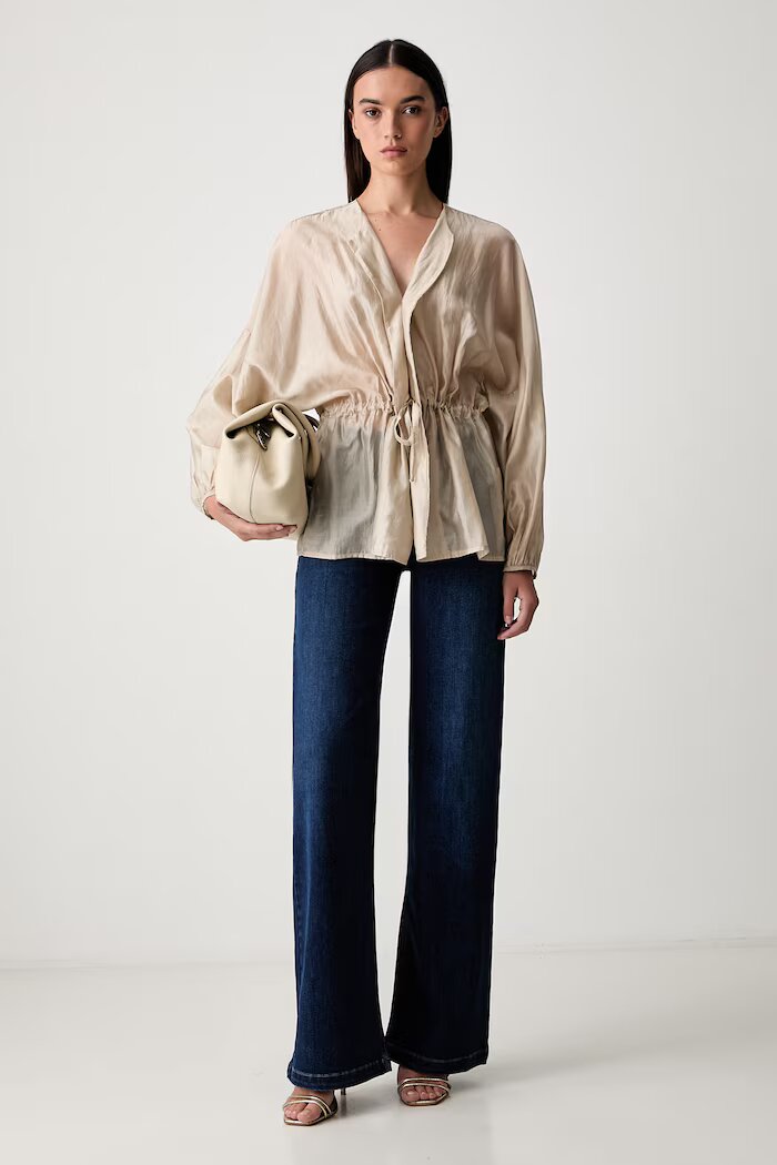 Liu Jo дънки wide leg дамски тъмносини UF6096 D0375