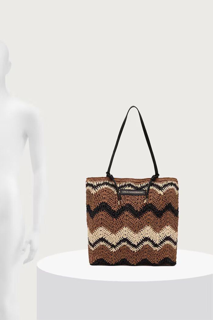 Lola casademunt чанта tote дамска от сплетена материя бежова LS2604096