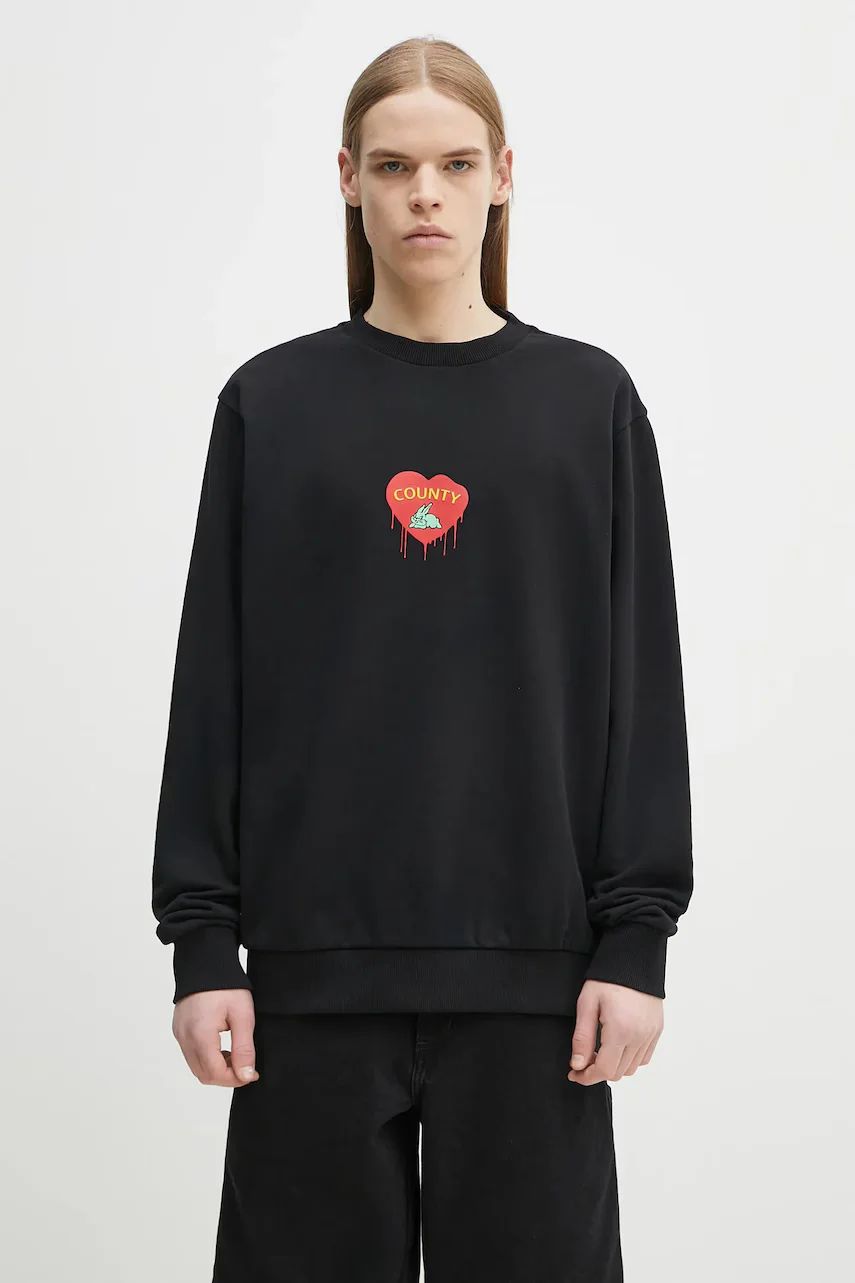 Marcelo Burlon Памучен суичър Bunny Heart Regular Crewneck Black Red